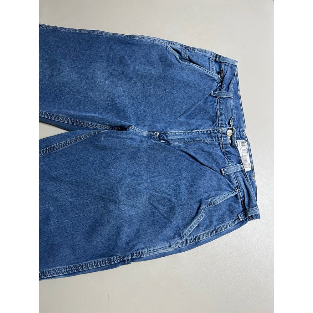 Carhartt FR Jeans Mens 36x30 Blue Denim Carpenter Utility distress Actual 34x28 - Picture 9 of 10